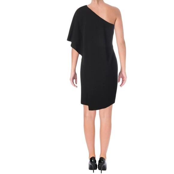 Lauren Ralph Lauren Women's One-Shoulder Jersey Crepe Shift Dress Black Size 12 - Picture 2 of 7